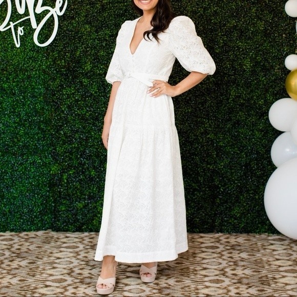 Nicholas Cellie Cotton Featherington Eyelet White Dress Size 2 - Picture 2 of 12